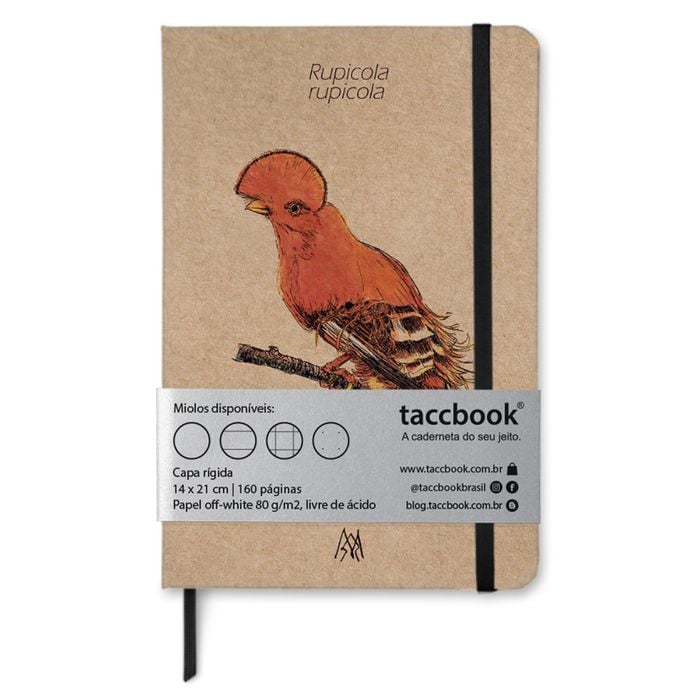 Caderno Kraft taccbook® Galo-da-serra (Rupicola rupicola) 14x21 cm