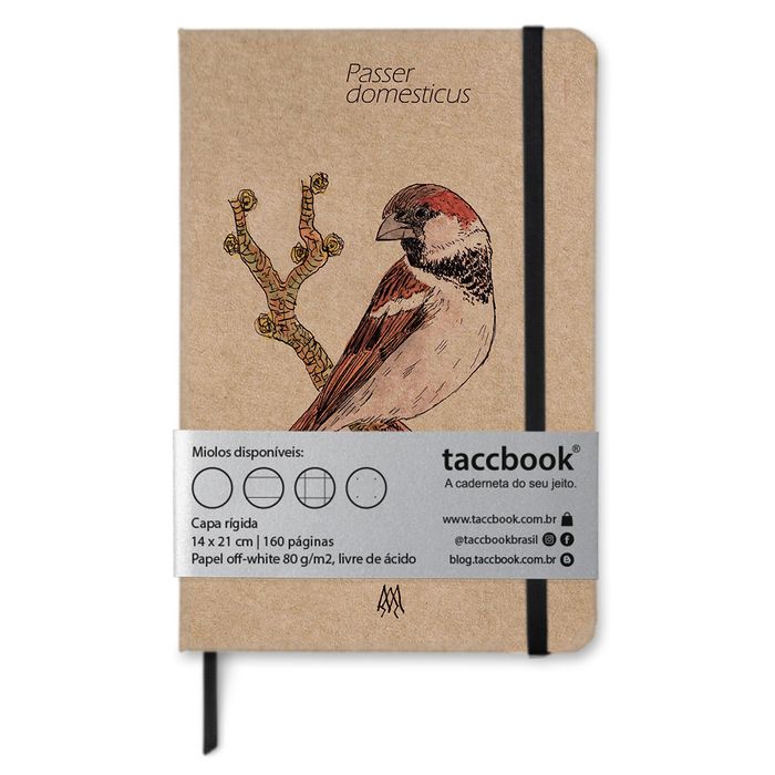 Caderno Kraft taccbook® Pardal (Passer domesticus) 14x21 cm
