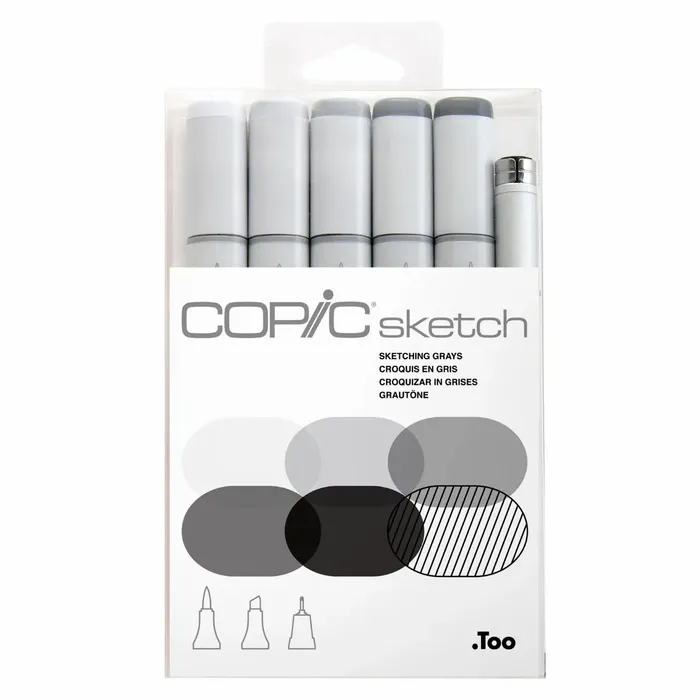 Copic Sketch Estojo c/ 5 Tons (Grays/Cinzas) + Multiliner