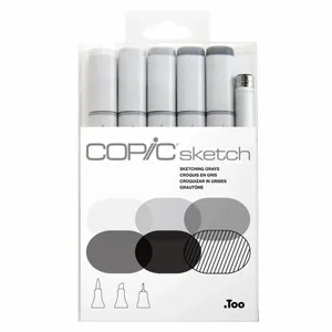 Copic Sketch Estojo c/ 5 Tons (Grays/Cinzas) + Multiliner