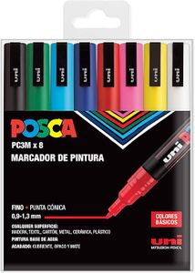 Posca - PC-3M - 8 cores básicas