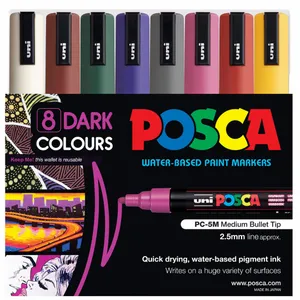 Posca - PC-5M - 8 Cores Escuras