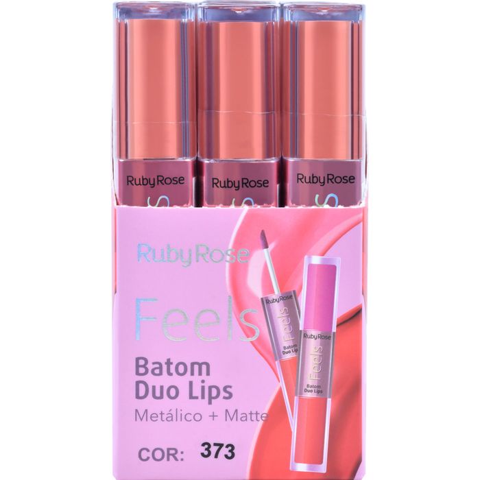 Box - Batom Duo Lips Feels 373 - Ruby Rose  - HB8225373BX