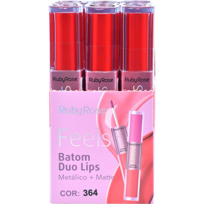 Box - Batom Duo Lips Feels 364 - Ruby Rose  - HB8225364BX