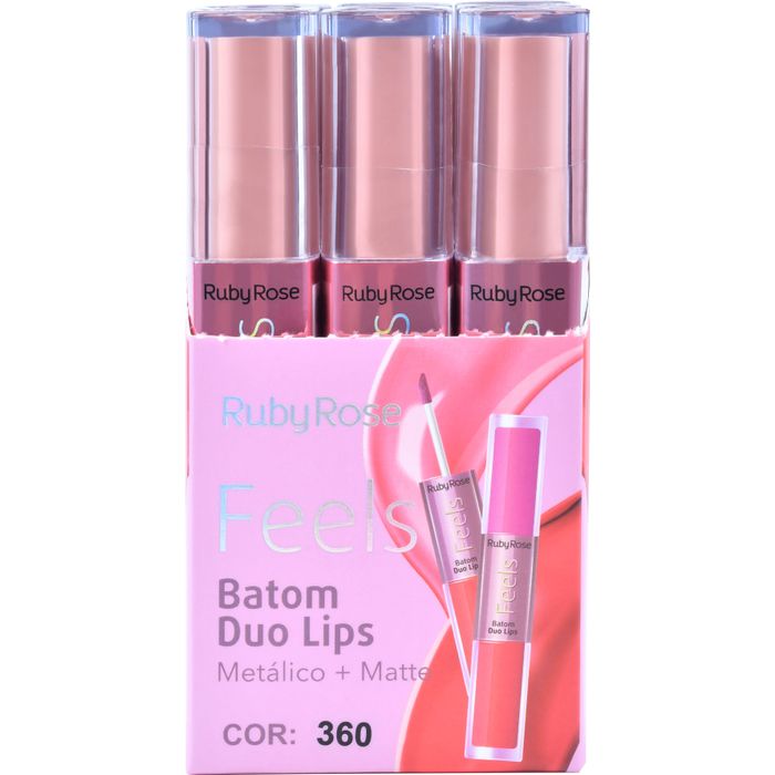 Box - Batom Duo Lips Feels 360 - Ruby Rose  - HB8225360BX