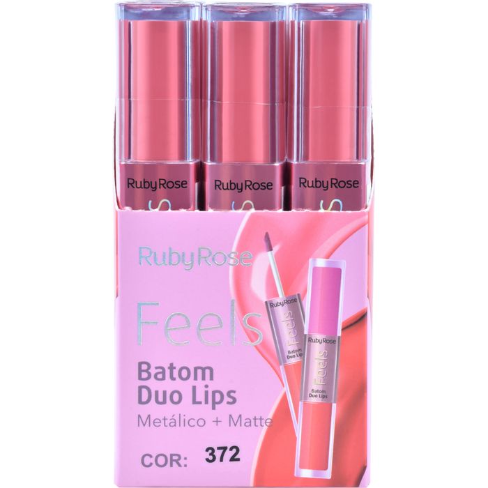 Box - Batom Duo Lips Feels 372 - Ruby Rose  - HB8225372BX