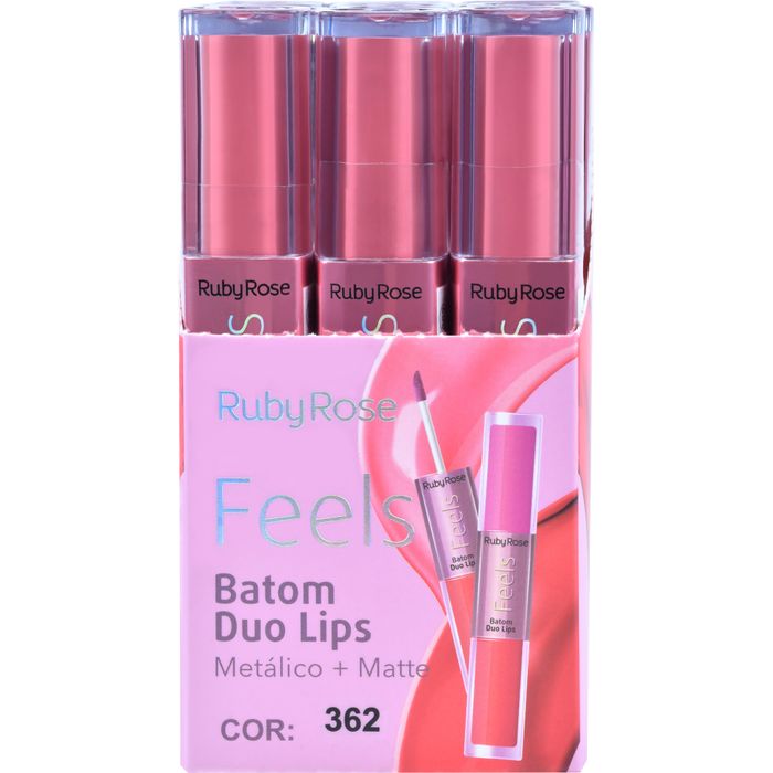 Box - Batom Duo Lips Feels 362 - Ruby Rose  - HB8225362BX