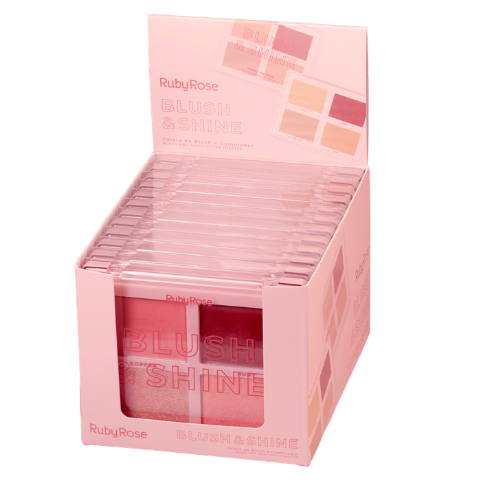 CX- HBM1001G2 PALETA DE BLUSH E ILUMINADOR BLUSH SHINE BERRY BRONZE RUBY ROSE