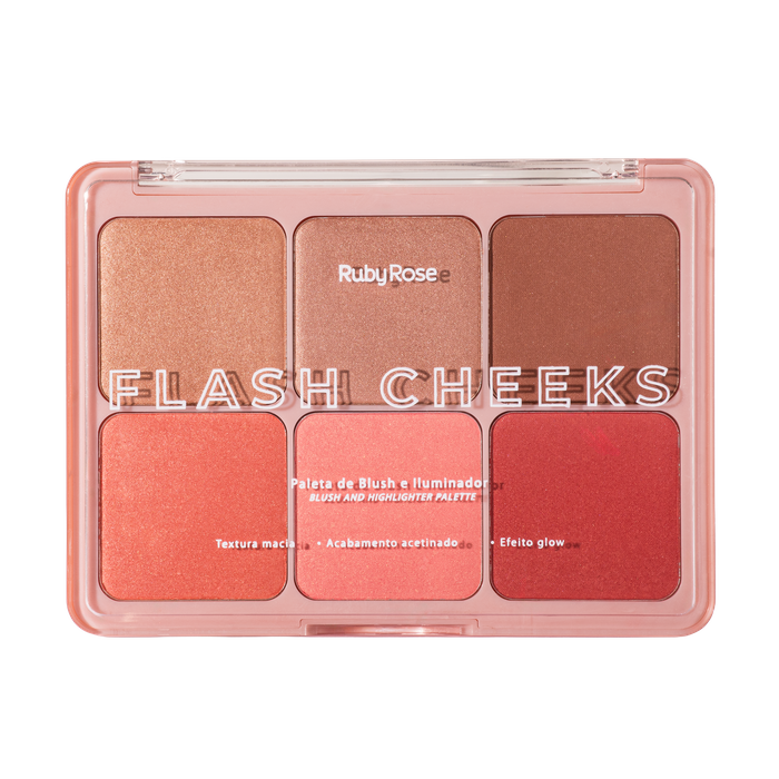 PALETA DE BLUSH E ILUMINADOR FLASH CHEEKS HBM1000 RUBY ROSE