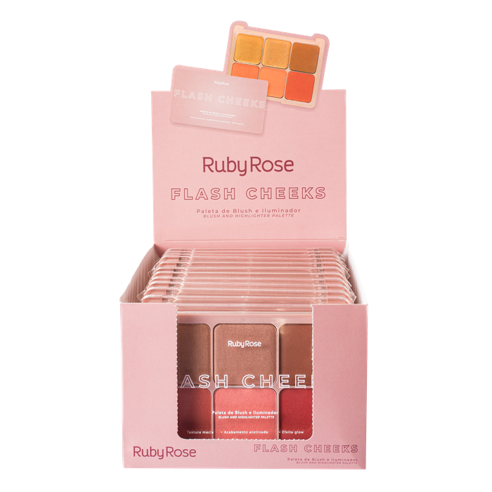 BX PALETA DE BLUSH E ILUMINADOR FLASH CHEEKS HBM1000 RUBY ROSE