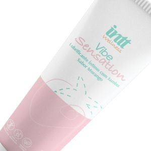 Lubrificante íntimo vibração Vibe sensation intt wellness efeito de vibração e aroma de morango 50g