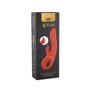 Tornado vermelho intt luxury vibrador 2 em 1 com sugador de clitóris e parte penetrável