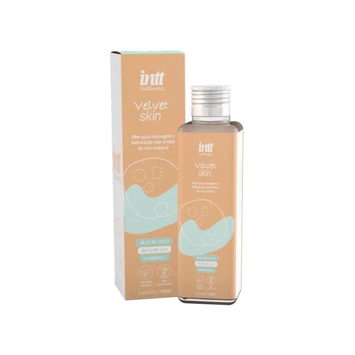 Velvet skin óleo de massagem e hidratação com aroma de coco intt wellness 130ml