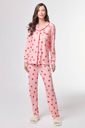 Pijama Feminino Americano Inverno Maçã