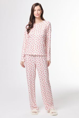 Pijama Feminino Inverno Canelado Frutas