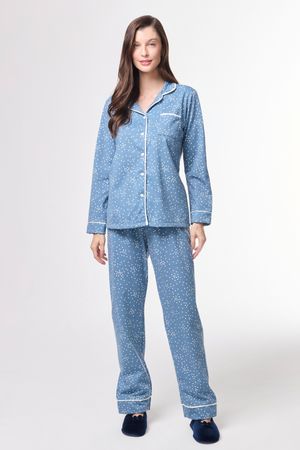 Pijama Feminino Americano Moletinho Poá