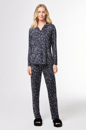 Pijama Feminino Americano Longo Liganete Animal Print