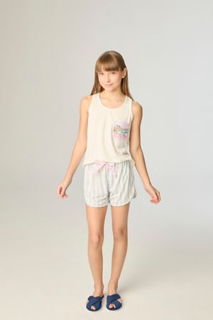 Pijama Infantil Feminino Regata Com Short