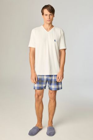 Pijama Masculino Com Short Xadrez