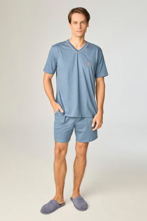 Pijama Masculino Liso 100% Algodão Com Short