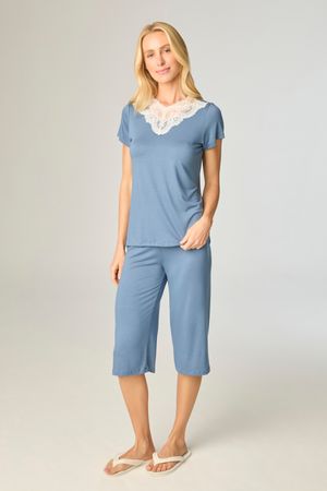 Pijama Feminino Pescador Liso Viscolycra