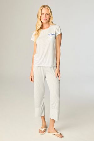 Pijama Feminino Pantacourt Confort Listrado