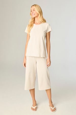 Pijama Feminino Pescador Liganete Listrado