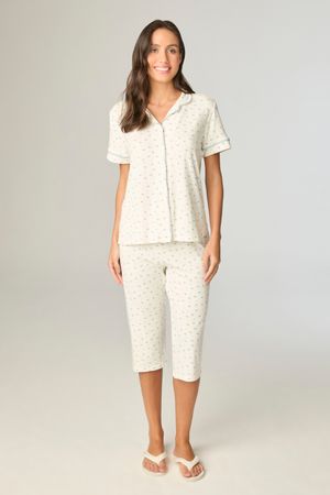 Pijama Feminino Pescador Aberto Floral