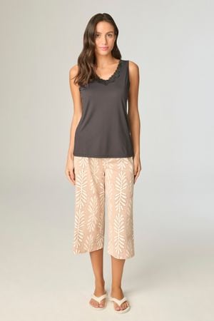 Pijama Feminino Pescador Regata Em Liganete