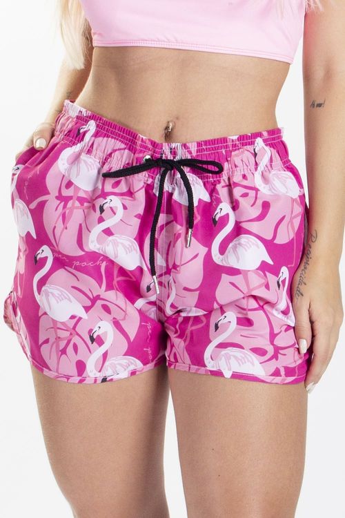 Shorts Feminino Flamingo Folhas