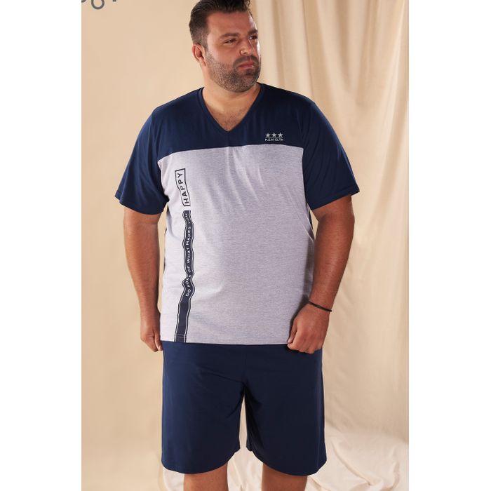 Pijama Masculino Manga Curto Plus Size