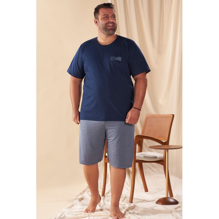 Pijama Manga Curto Masculino Plus Size