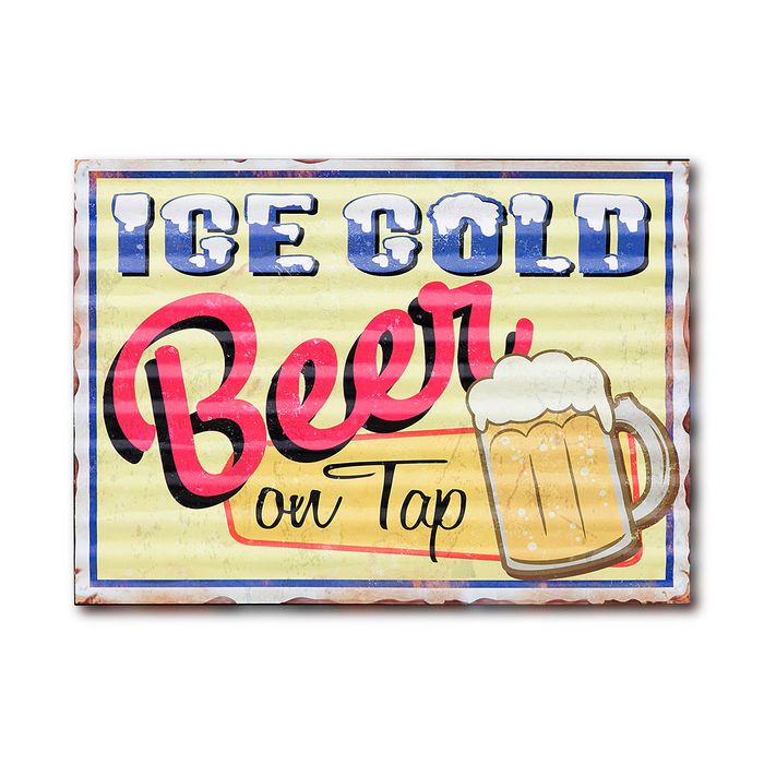 Placa Decorativa Ice Cold Beer Em Metal30x40x1cm (lxaxp)