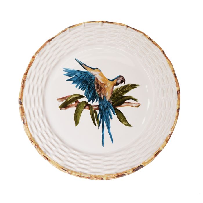 Sousplat Tropical Birds Em Cerâmica 33x3cm (lxa)