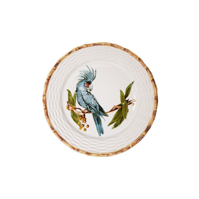 Prato Raso Tropical Birds Em Cerâmica 27,5x3cm (lxa)