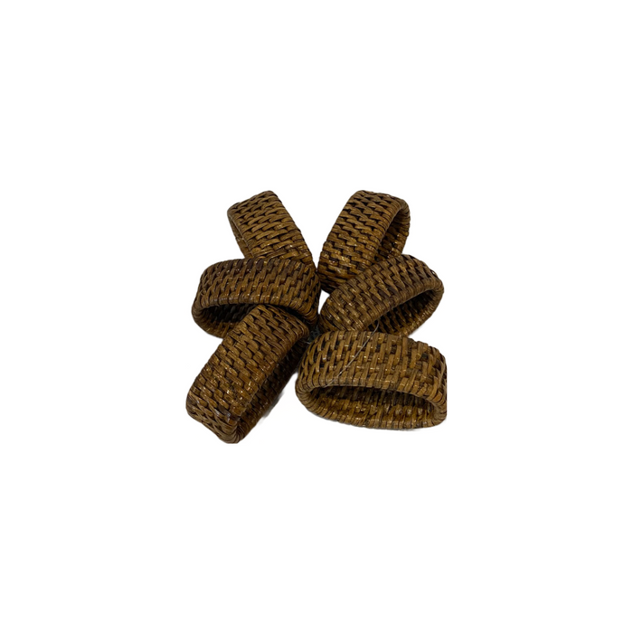 Argola Oval Em Rattan Paya C/6 Peças - 7x3x7 Cm