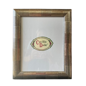 Porta Retrato Bronze Em Mdf Retangulos Listras Metalizado 26,3x31,4x1,3cm