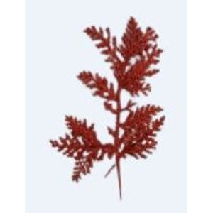Galho Folhas Glitter Vermelho 
