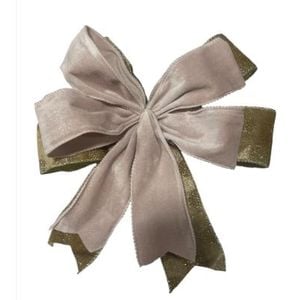 Laço Duplo Rosa/nude Com Fitas Aveludadas Em Poliester 30x30cm