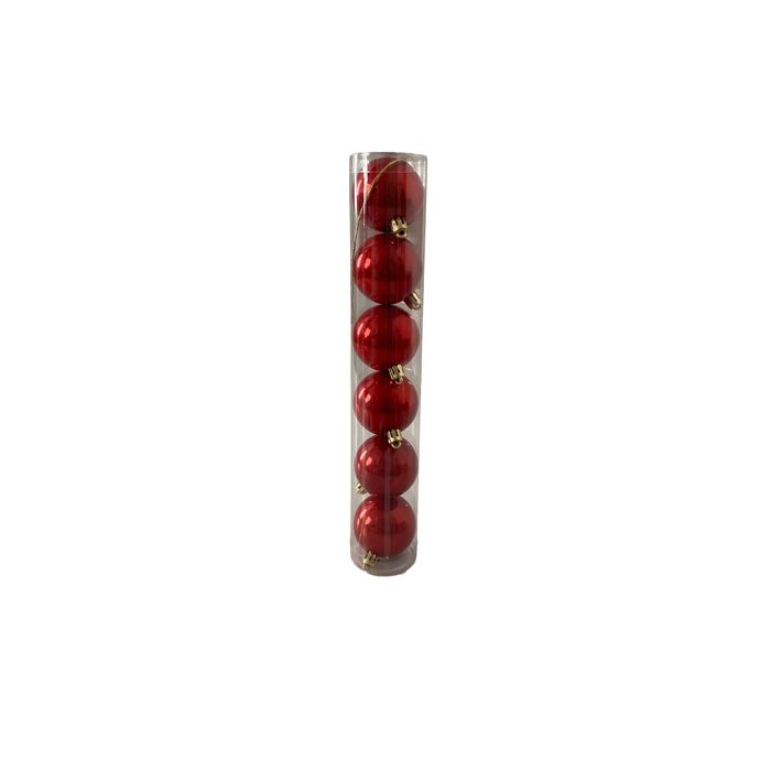Bola Perolada Vermelha 5cm - Jg C/6 Pçs