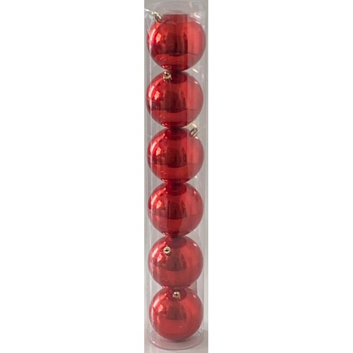 Bola Perolada Vermelha 8cm - Jg C/6 Pçs