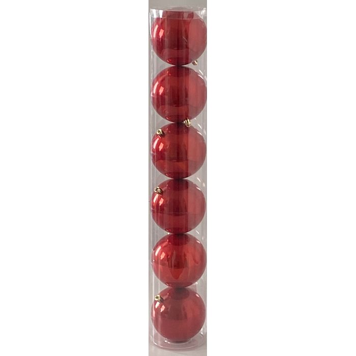 Bola Perolada Vermelha 10cm - Jg C/6 Pçs