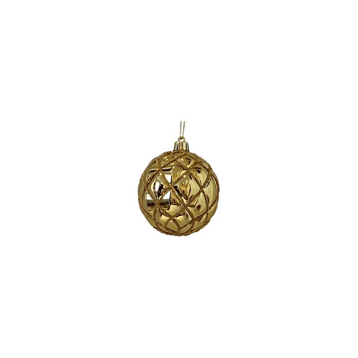 Bola Dourada Com Miçangas Em Formato De Flor 8cm - Cj C/3 Pçs