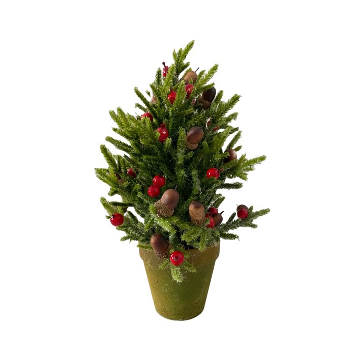 Mini Pinheiro Açucarado P Com Frutinhas E Avelã No Vaso 25cm - Natal 2023