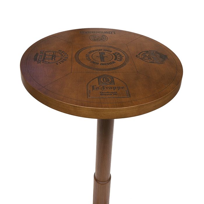 Mesa Redonda Alta Boteco Cervejas Em Madeira 0,70x1,05m (lxa) - Mostruario