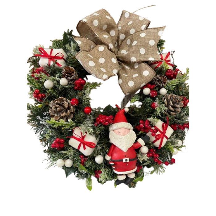 Mini Guirlanda Vermelha/branca Enf.papai Noel Com Candy Cane 30cm