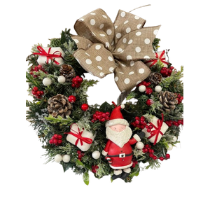 Mini Guirlanda Vermelha/branca Enf.papai Noel Com Candy Cane 30cm