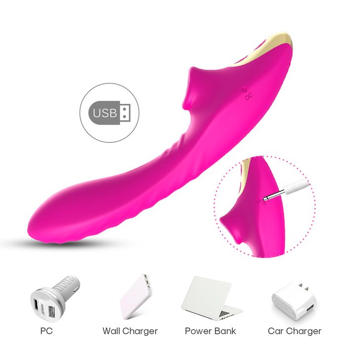 Vibrador com Succao - Recarregavel