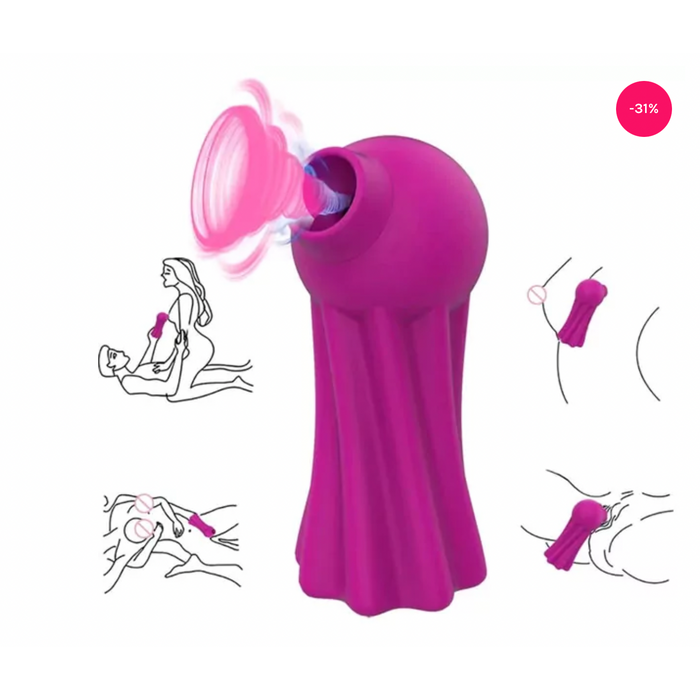 Vibrador com Succao e 7 Veloc - Polvo