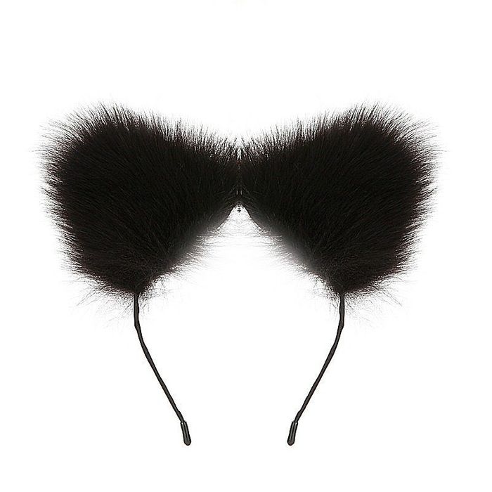 Kit Coelho com Rabo Plug, tiara de Orelhas - PRETO